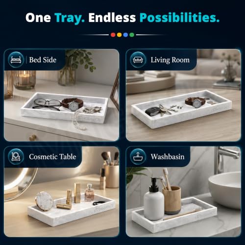 Image of LIVINGBASICS 1 Piece Silicone Vanity Tray Bathroom Countertop Organizer