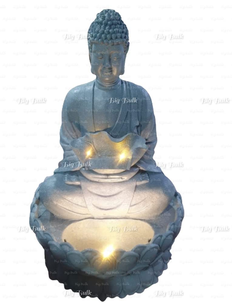 Big Bulk Big Kamal Lotus Fiber Indoor Outdoor Fountain with Led Lights for Home Decor/Living Room/Hall/Office/Garden Fountain/Puja Room (Grey:76 x 76 x 138 cm)-image-49