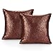 AmeliaHome 2 poszewki na poduszki 45 x 45 cm ozdobne poszewki na poduszki zamek błyskawiczny połyskujący weras czerwone wino złoto
