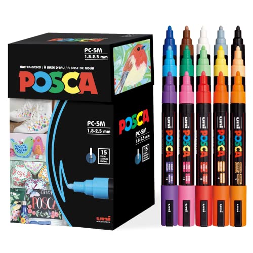 15 Posca Paint Markers 5M Medium Posca Markers With Reversible Tips 