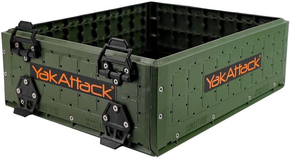 YakAttack ShortStak Upgrade Kit for BlackPak Pro - Ranger Green | 16" x 16" Kayak Crate System | Stackable Gear Storage Add-On with GridLoc Panels, Hinges, & Latches | Fishing Organization Accessory