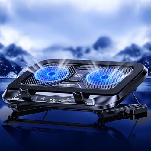 Ventilador doble para laptop con iluminación y velocidad ajustable miniatura 2