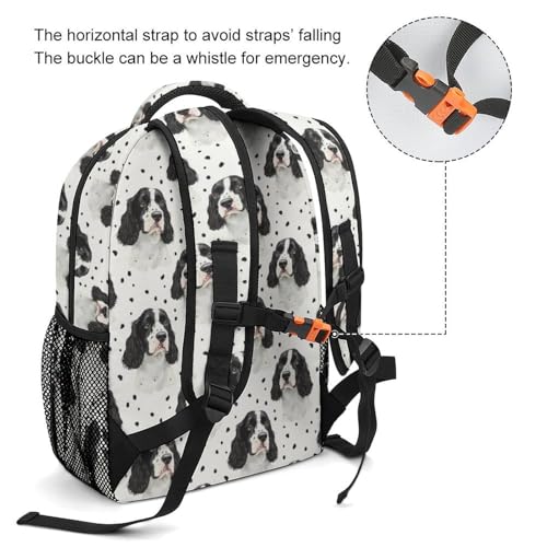 English Springer Spaniel Dog Funny Backpack Casual Daypack Lightweight Shoulders Bag for Men Women Cute Print3