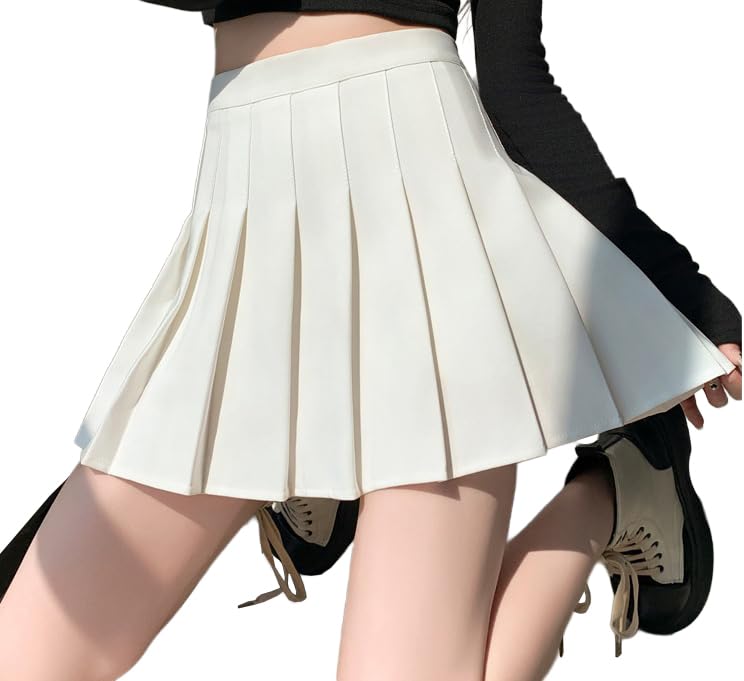 Elegant Women's High-Waist Pleated Skirt - Stylish A-Line JK Skirt for Spring, Fall, and Winter - Perfect for School, Casual, and Everyday Wear