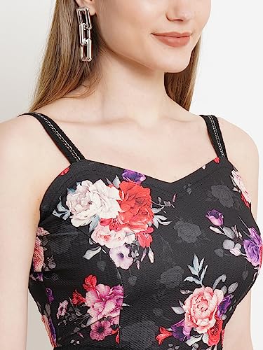 Image of POPWINGS Women Casual Black Rib Keyhole Crop Top