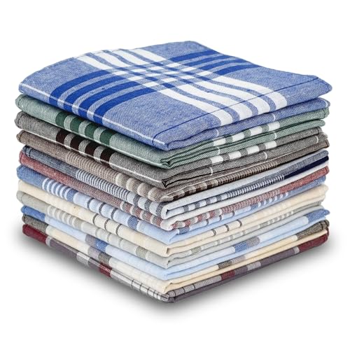 ZGZUN 12 Pack Men's Handkerchiefs for Men Classic Assorted 16 Inch Large Mens Pocket Square Hankies...
