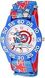 Marvel Boy's 'Captain America' Quartz Plastic and Nylon  Watch, Color:Blue (Model: W003211)