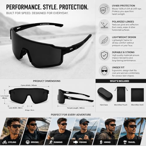 Image of Zynic Men's Stylish Sports Sunglasses For Unisex | UV400 Protection Classic Wrap Around Googles |Sports Shades for Driving,Cyclining Outdoor & Travel | Googles for man's