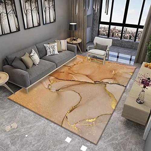 Tapis de salon 160x230 cm marron abstrait moderne et doux pour chambre à coucher