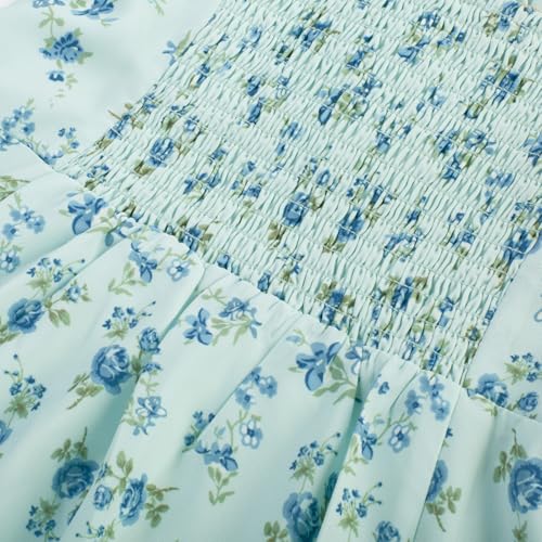 Image of Belle Poque Sun Dresses for Women Spring Summer Floral Midi Flowy Spaghetti Ruffle Wedding Guest Tea Party Dress