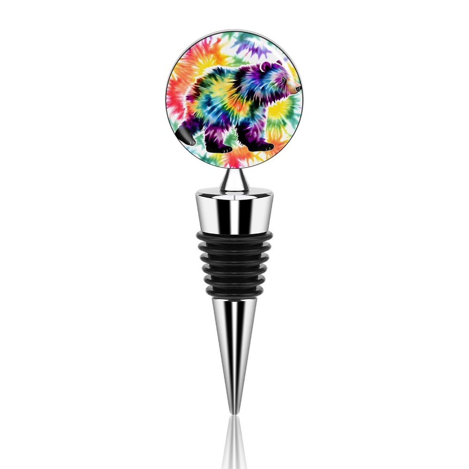 Bouchon de vin cadeaux originaux ours tie-dye réutilisable