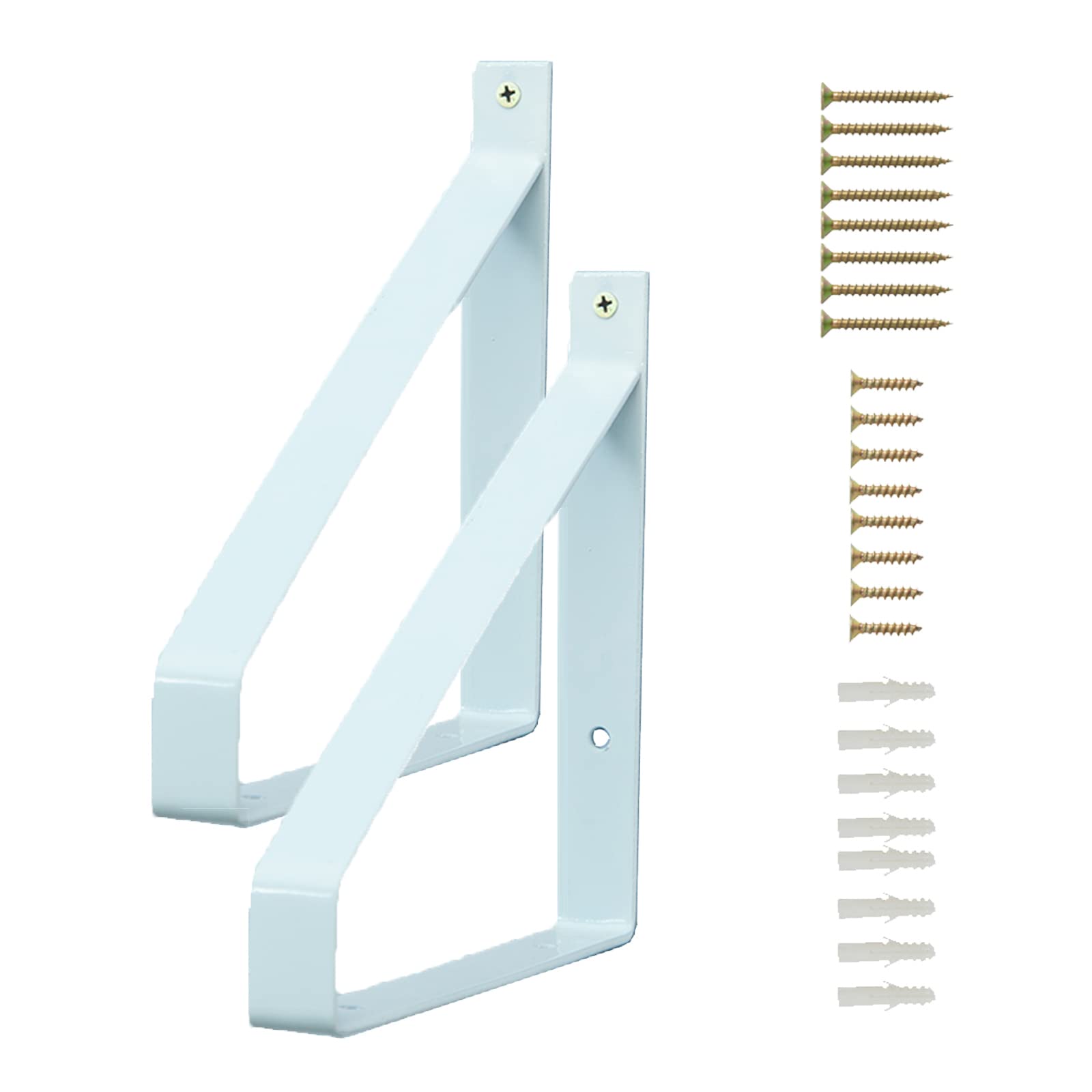 Pxzybd White 2 Pcs Iron Wall Shelf Brackets, Heavy Duty Floating Shelf Supporter, Diy Shelving Brackets, Black/Gold/, Maximum Load: 50Kg, Brackets For Shelves Decorative,-30×20Cm(11.8×7.9In)