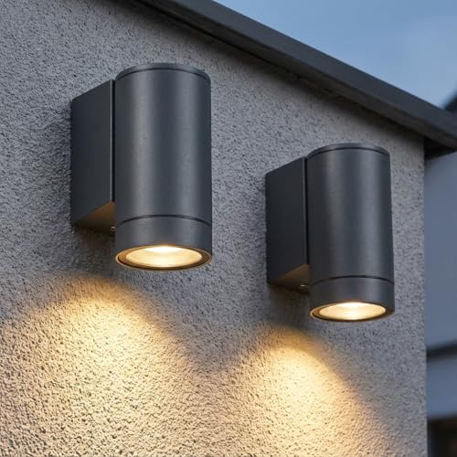 LASIDE 2er Set Aussenleuchte Aussenlampe Wand, GU10 Anthrazit Aluminium...
