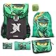 Familando Ninjago Schulranzen Set Jungen – Mit gefüllter Federmappe und Turnbeutel – Ergonomisch Stabil 790g leicht 16L Volumen – Brustgurt Reflektoren Regenschutz – Komplettset 1. Klasse Grundschule