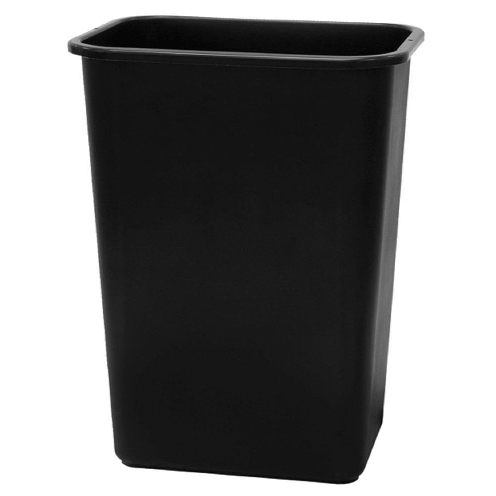United Solutions WB0060 Black Plastic 41 Quart Office Wastebastket-10.25 Gallon Trash Can in Black