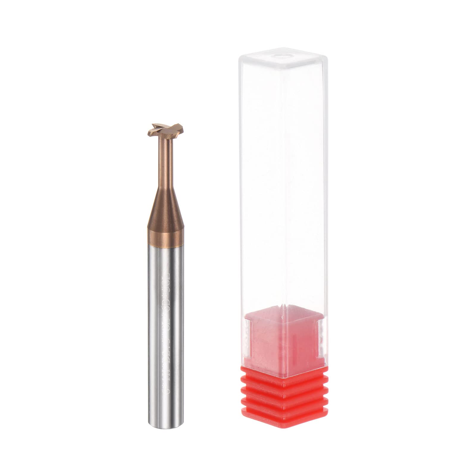 sourcing map T Schlitz Schaftfräser Fräser 6mm Schnitt 1mm Tiefe 6mm Schaft Solid Hartmetall Titan Beschichtet 4 Flöten für Edelstahl Legierung