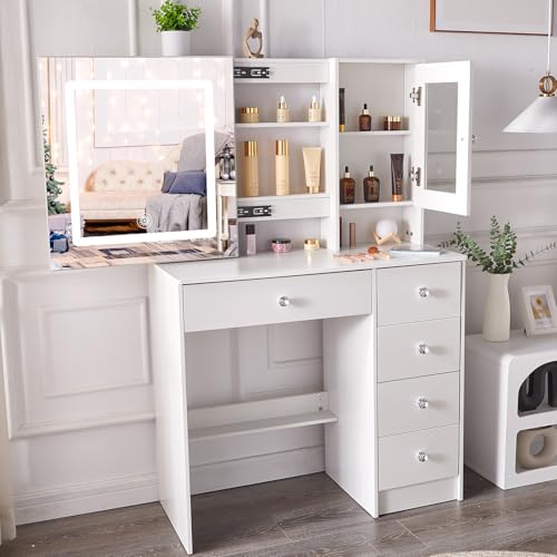 Tocador de maquillaje con luz LED para crear tu rincón de belleza ideal en el dormitorio 4