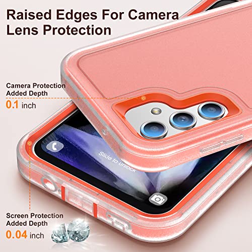 IDweel for Galaxy A14 5G Case with Build-in Kickstand, Clear/Orange - image 6