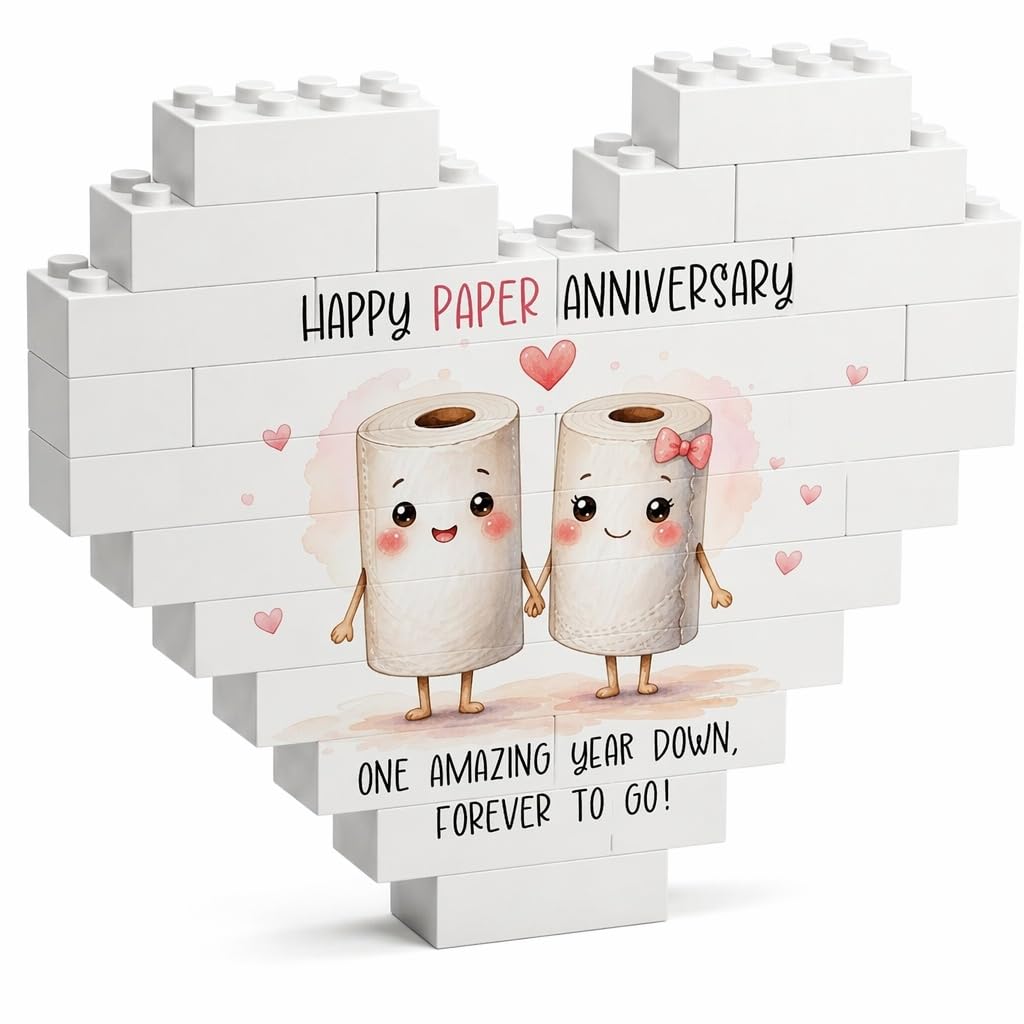 Mitibet 1st Wedding Gifts For Couple, Paper Anniversary Heart Building Blocks, Unique 1 Year Wedding Gift For Husband Wife