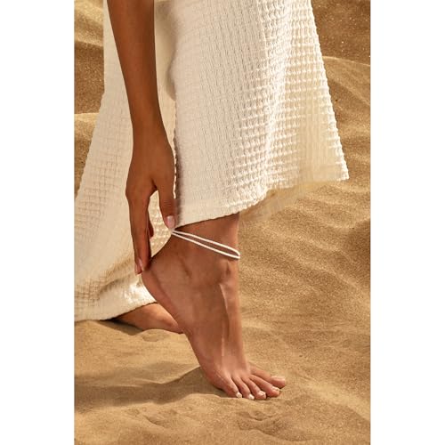 Sterling Silver Ankle Bracelets for Women - Waterproof Silver Anklets Trendy 925 Sterling Silver/14K Gold Plated Stackable Sparkling Link Chian Anklet Bracelet Set for Women Dainty Jewelry Gift4