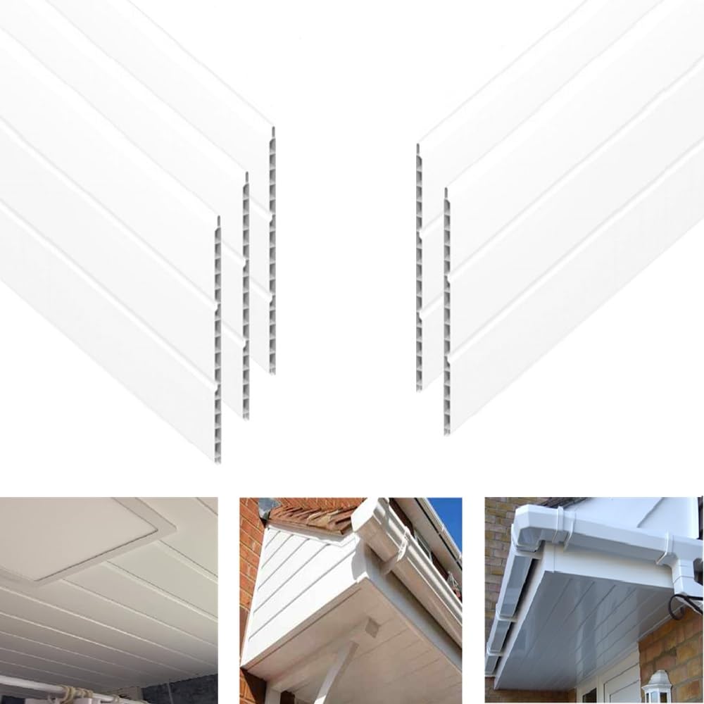 Hollow Soffit Cladding Board - White Plastic Soffit Board 5m Length x 300mm - 5 Length Pack