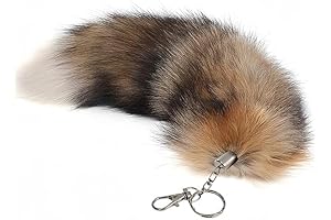 Fluffy Fur Wolf Tail Keychain - Black Red Purple Foxtail Toy