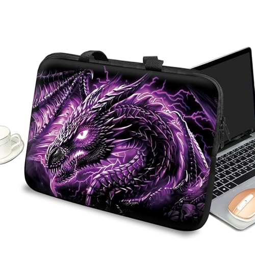 Slim Laptop Case Sleeve 11-12 inch with Handle and Zipper, Tablet Carrying Case Messenger Bag Portable Tote Bag for Men Women, Purple Dragon