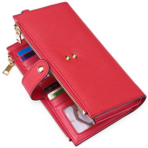 Image of FALAN MULE Wallets for Women Trifold Wristlet Wallets Large Capacity RFID Blocking Ladies Purse Credit Card Holder