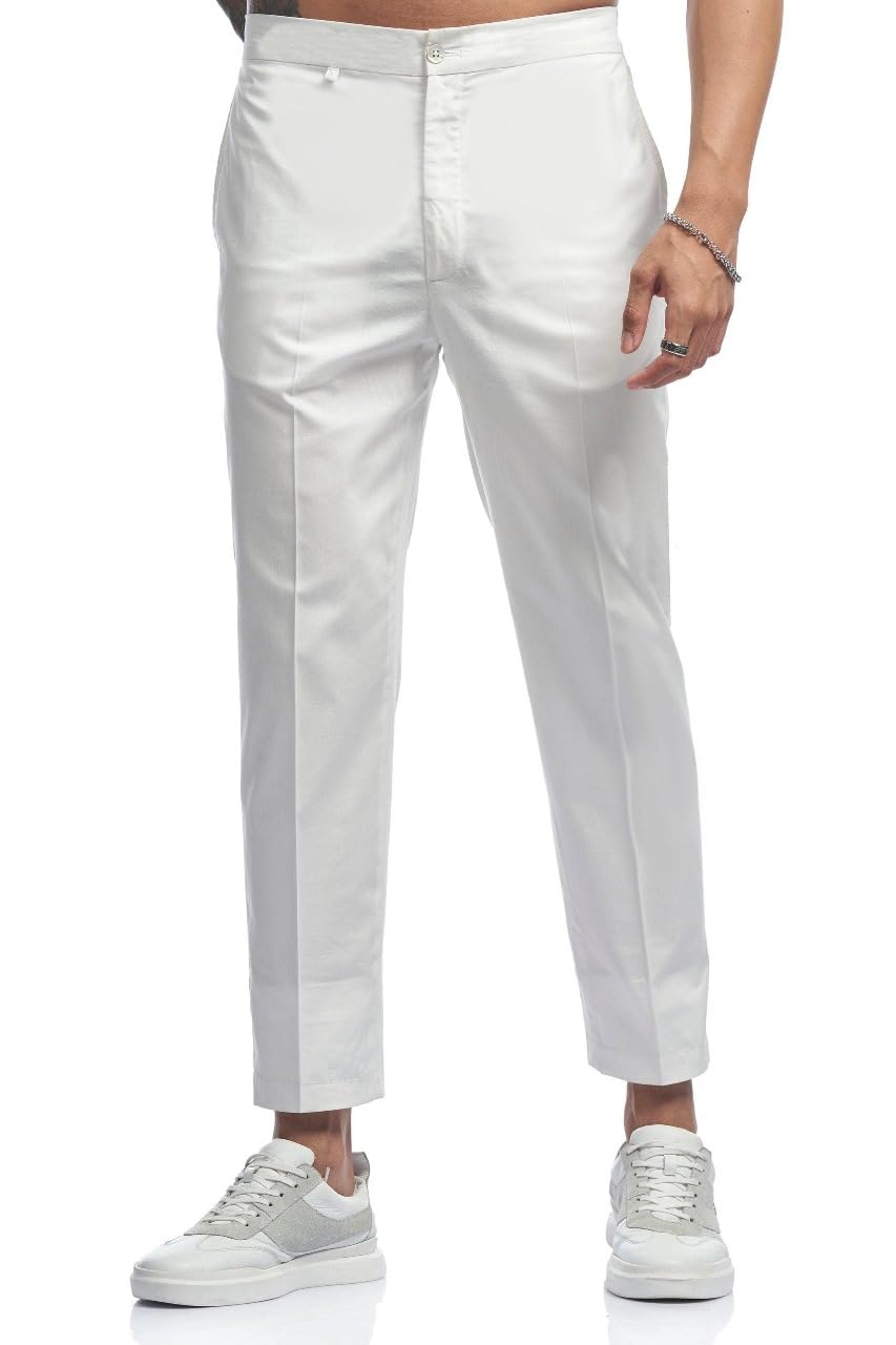 MEN'S WHITE PURE COTTON PANT STYLE PYJAMA| PYJAMA/PAJAMA STYLE PANTS IN WHITE FOR KURTAS