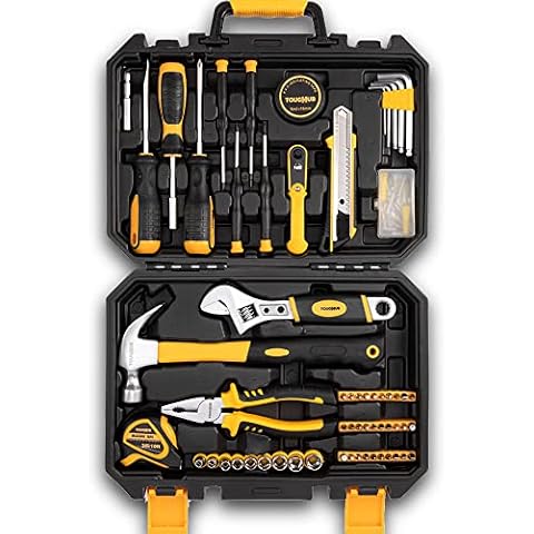 ToughHub 100 Pcs Hand Tool Kit - Multi Purpose Household and DIY Tool Kit Box - Tool Organizer Including Tools for Professionals Complete Repair and Maintenance Solution Cover