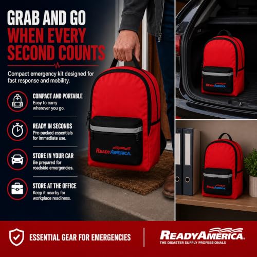 Ready America 72 Hour Deluxe Emergency Kit, 1-Person 3-Day Backpack, First Aid Kit, Survival Blanket, Power Station, Emergency Food, Portable Disaster Preparedness Go-Bag for Earthquake, Fire, Flood - Image 2