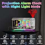 U-picks Digital Alarm Clock,Alarm Clock with Projection,7.4"LED Mirror Clock with 180°Rotating Projector,11 RGB Color Digital Display,10 Color Night Light,5 Level Volume Table Clock For Children,Girls - Image 5