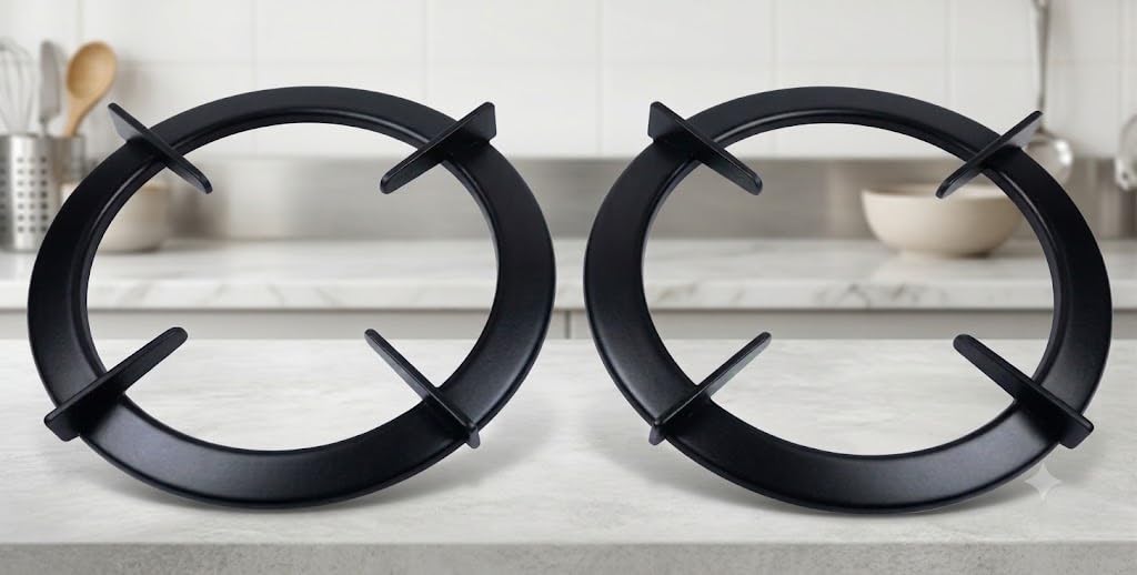 Heavy Duty Cast Iron Gas Stove Pan Support, Round Non-Slip Burner Stand Ring for Cooktop Hob (Pack of 2, Matte Black)-image-38