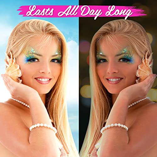 The Original Mermaid Glitter Eyeshadow Palette (32 Colors) - 21 Pressed Glitters, 6 Shimmery & 5 Matte Shades - Highly Pigmented - Waterproof & Long-Lasting (Mermaid) #TOP2