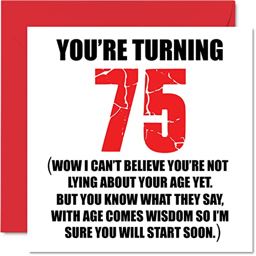 Divertidas tarjetas de felicitación de 75 cumpleaños para hombres y mujeres, para empezar a mentir, divertida tarjeta de cumpleaños para papá, mamá, bisabuelo, abuelo, niñera, tía, 145 mmx145 mm