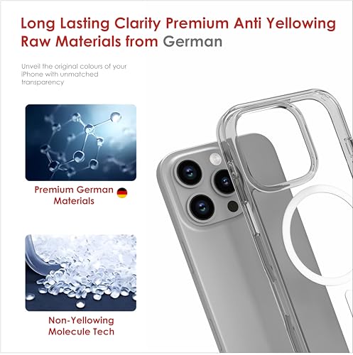 Image of for iPhone Case 16 Pro with Mag-Safe, [Anti-Yellowing Technology] [Military Grade Drop Protection] Shockproof Slim Hybrid Phone Case for iPhone 16 Pro - Crystal Steel Grey