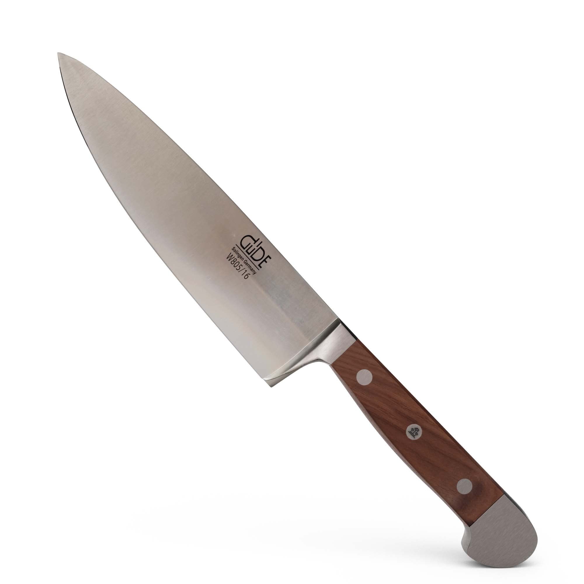 GÜDE Solingen - mały nóż szefa kuchni, kuty 16 cm, drewno orzecha włoskiego, orzech włoski, nóż kuchenny, podwójny nóż, ręcznie wykonany w Niemczech