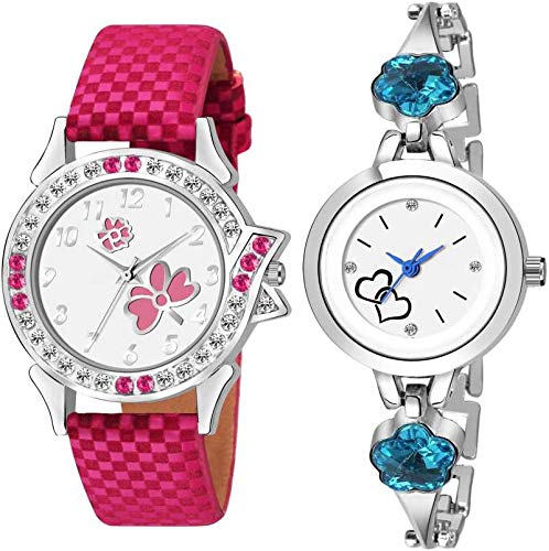 BID Analogue Girls Watch (White Dial Pink & Silver Colored Strap) (Pack of 2) (B07VSHB183) Amazon Price History, Amazon Price Tracker