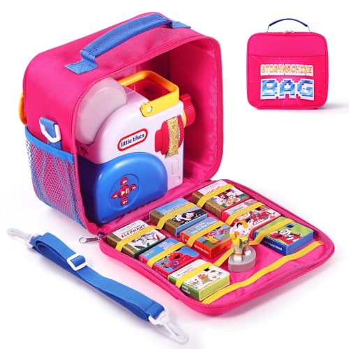 OCXLLEATLY Storage Case for Little Tikes Story Dream Machine Books Starter Set, Toys Storage Holder Travel Case for Many Story Collection, Storytime/Little Golden Book Accessories (Pink)