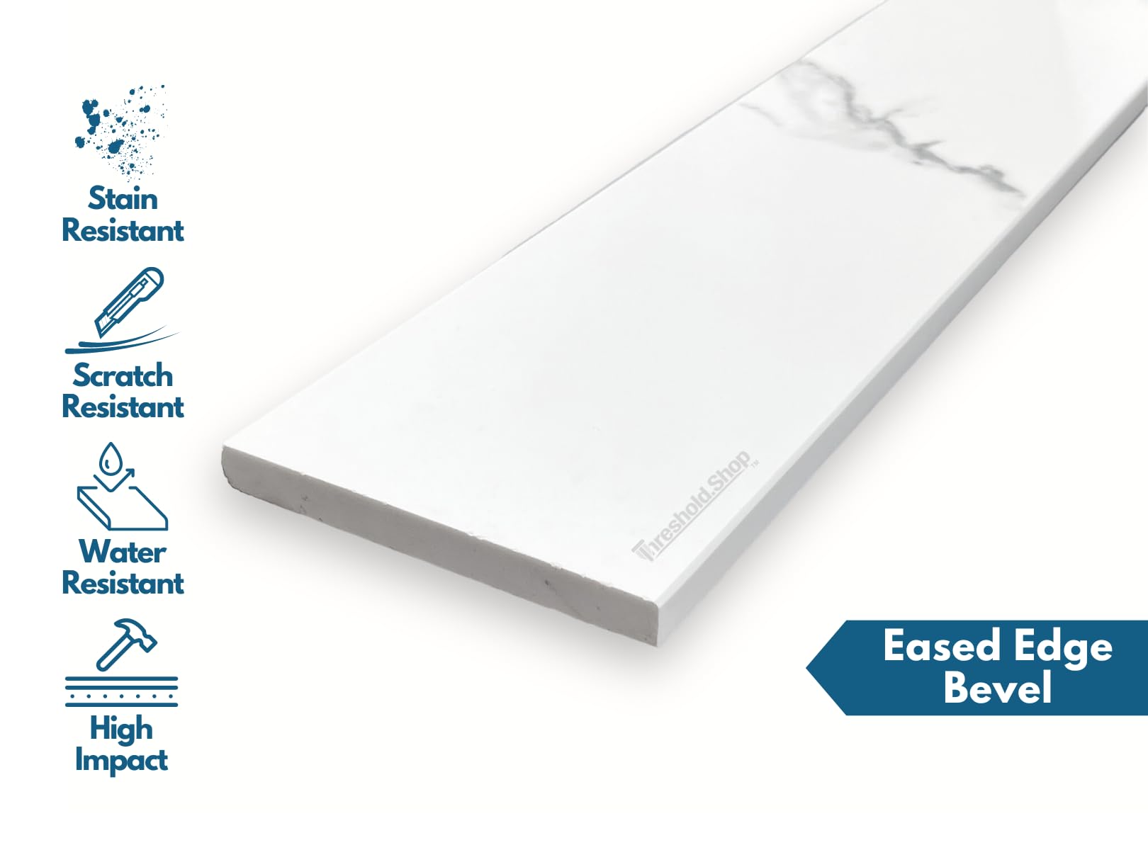 Threshold.Shop Calacatta Engineered Marble Threshold for Shower Curb, Bathroom Vanity Backsplash, Window Sill, Door Transitions (5