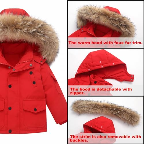 Kids Toddler Snowsuit Set,Little Girls Boys Bib Snow Pants and Ski Jacket Coats Waterproof Snowboarding Winter Jacket (Red, 3-4 Years)3