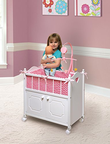 Badger Basket 17291 Toy Doll Bed With Storage Cabinet, Chevron Bedding, And Personalization Kit For 22 Inch Dolls thumb #5