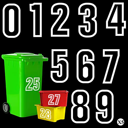 50 Pièces Stickers Poubelle à Roulettes Autocollant Décoratif Poubelle Décalcomanies de Poubelle Auto-Adhésifs Autocollants de Numéro de Bac de 0 à 9 (10 cm)