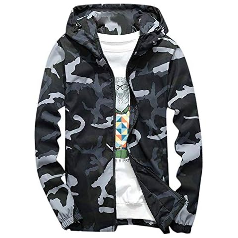 waotier Rompevientos Chaqueta De Trinchera con Capucha para Hombre Cover