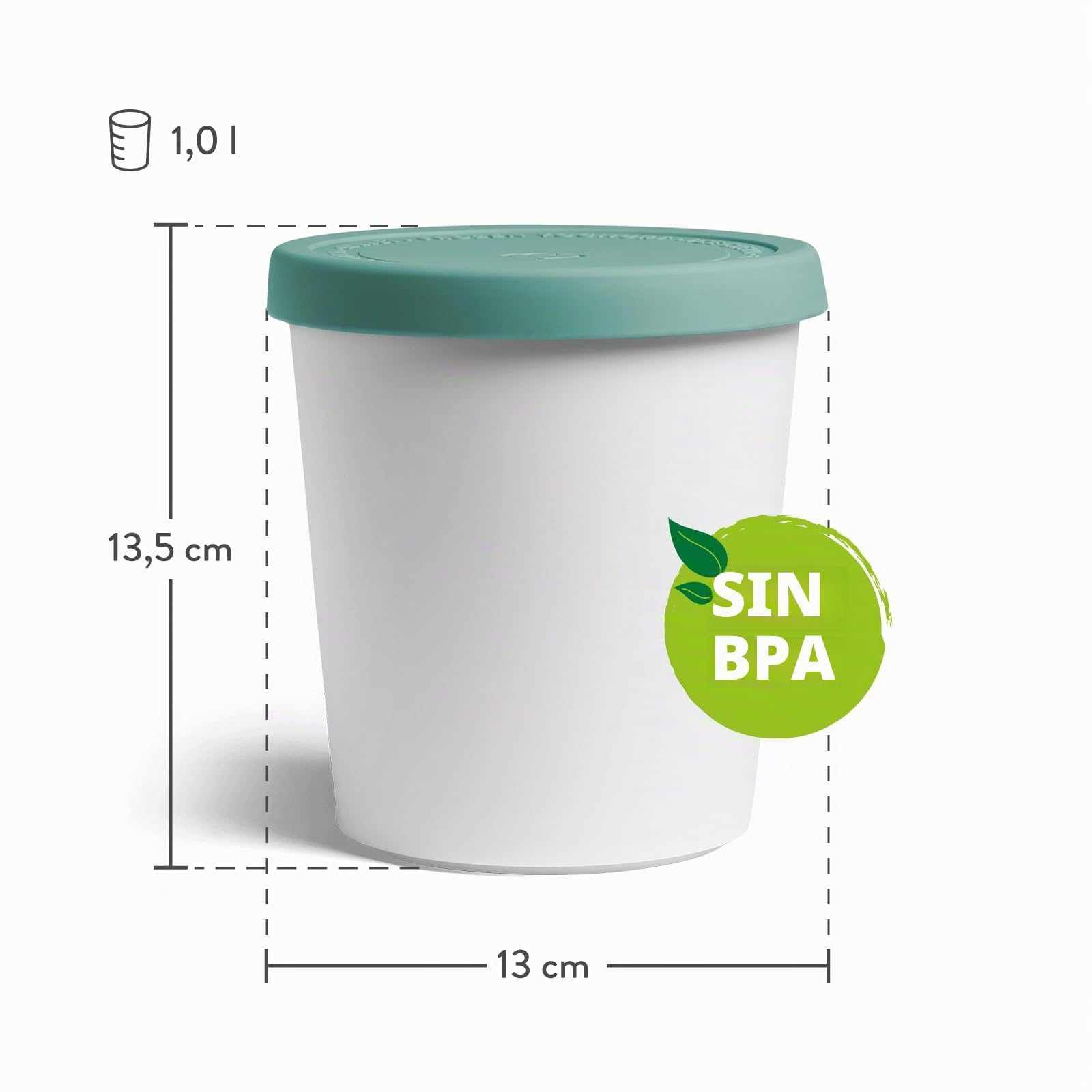 SPRINGLANE Recipientes conservación de helados 1L, juego de 2, Recipientes con tapas, Contenedor para helado