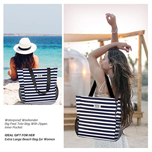 Image of Buringer HOMESPON Large Tote Bag with Pockets shoulder bag Lightweight for Travel Hiking Beach Gym