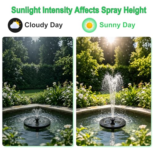 Jbobbju Solar Fountain for Bird Bath, 3.5W Floating Solar Water Fountain with 6 Spray Nozzles & 4 Fixing Rods, Upgraded Solar Water Fountain for Garden, Patio, Pond, Pool and Outdoor Water Features - Image 2