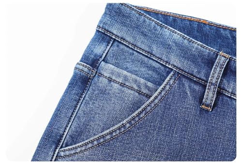 Men Winter Fleece Jeans Classic Loose Straight Warm Thicken Trousers Business Elastic Denim Pants3