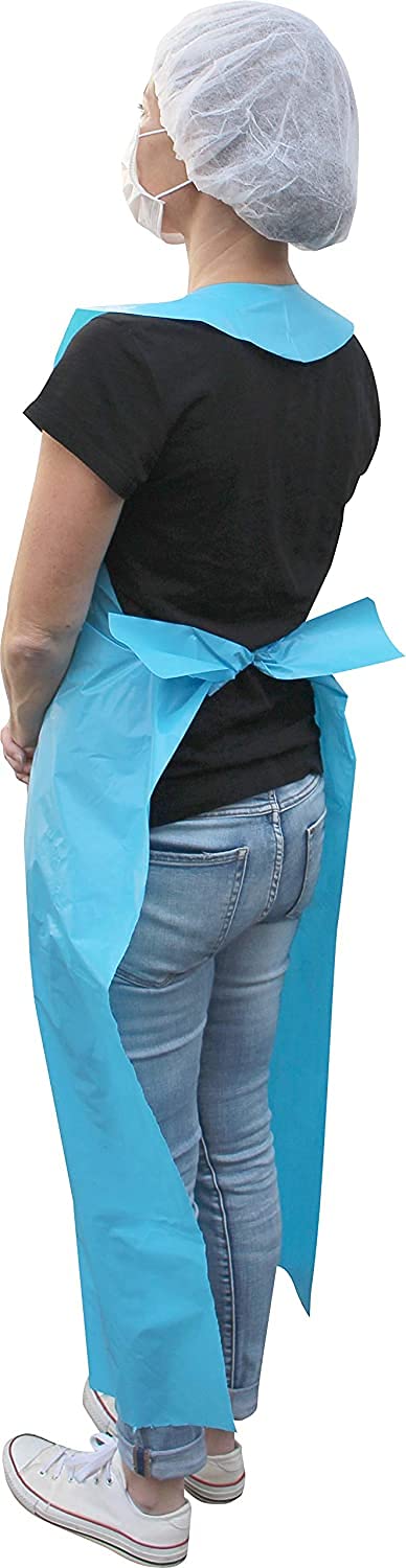 500 Pezzi (10 x 50) PE - grembiuli 75 x 120 cm Extra Robusto da Medi-Inn Vari Colori - blu