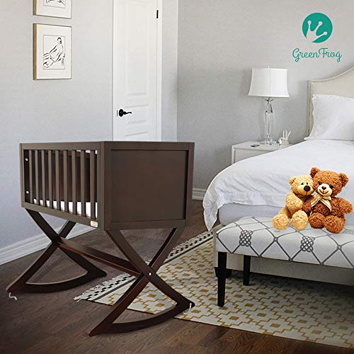 Green Frog, Allegro Cradle | Handcrafted Contemporary Wood Baby Cradle | Premium Pine Construction | Rocking and Stationary | Rich Espresso Color - Thumbnail 6